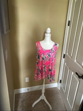 Lilly Pulitzer Pink Tropical Print Scoop Neck Tank